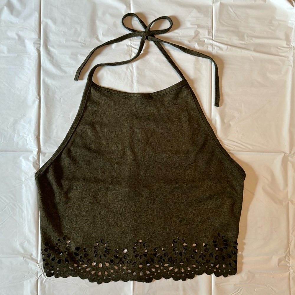 SHEIN Crop/Halter Top in Green (Size Small)